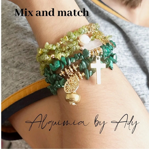 Malachite gold long dangle earrings/ creativity heart chakra/ minimalist - Picture 8 of 8